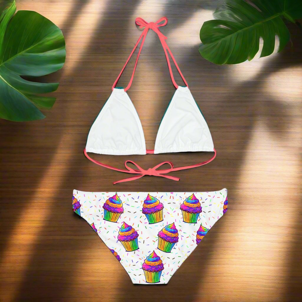 Neon Cupcake Strappy Bikini Set