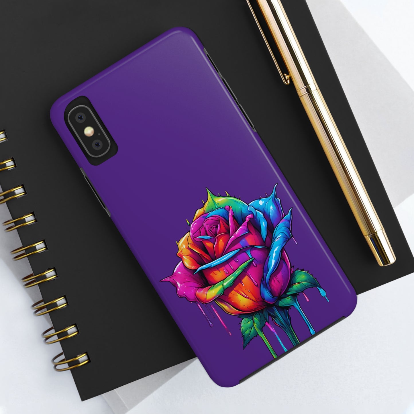 Rose Bleeding Colors on Purple Tough Phone Cases
