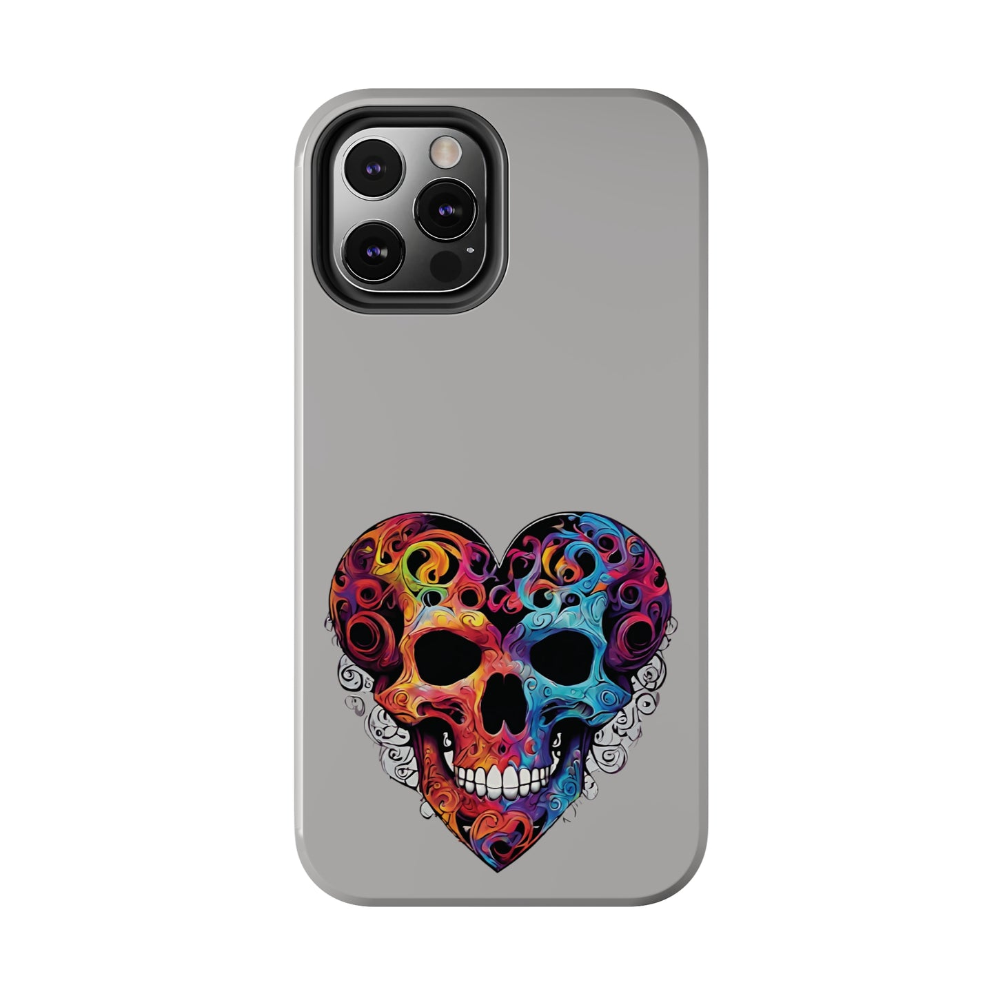 Colorful Heart Skull Tough Phone Cases