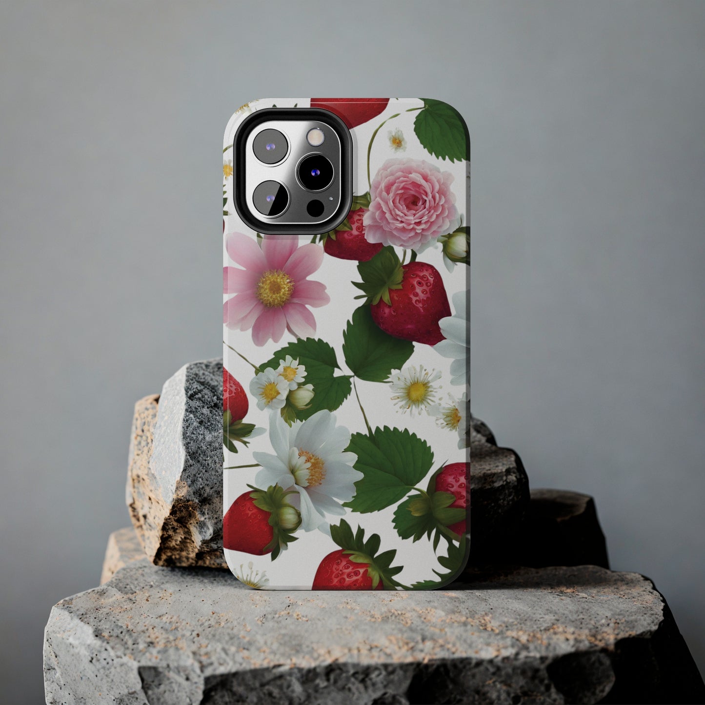Floral Strawberries Design Tough Phone Cases