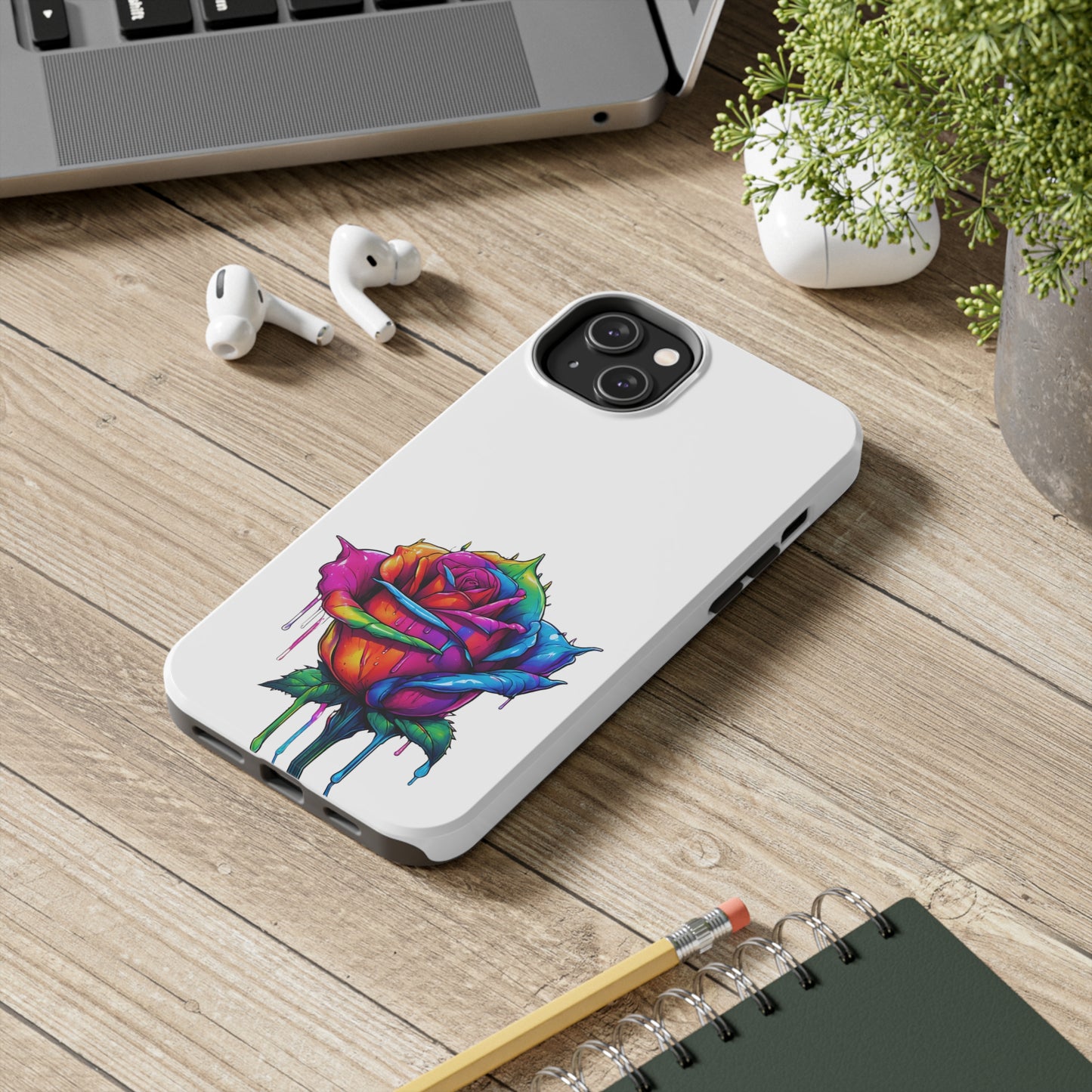 Rose Bleeding Colors On White Tough Phone Cases