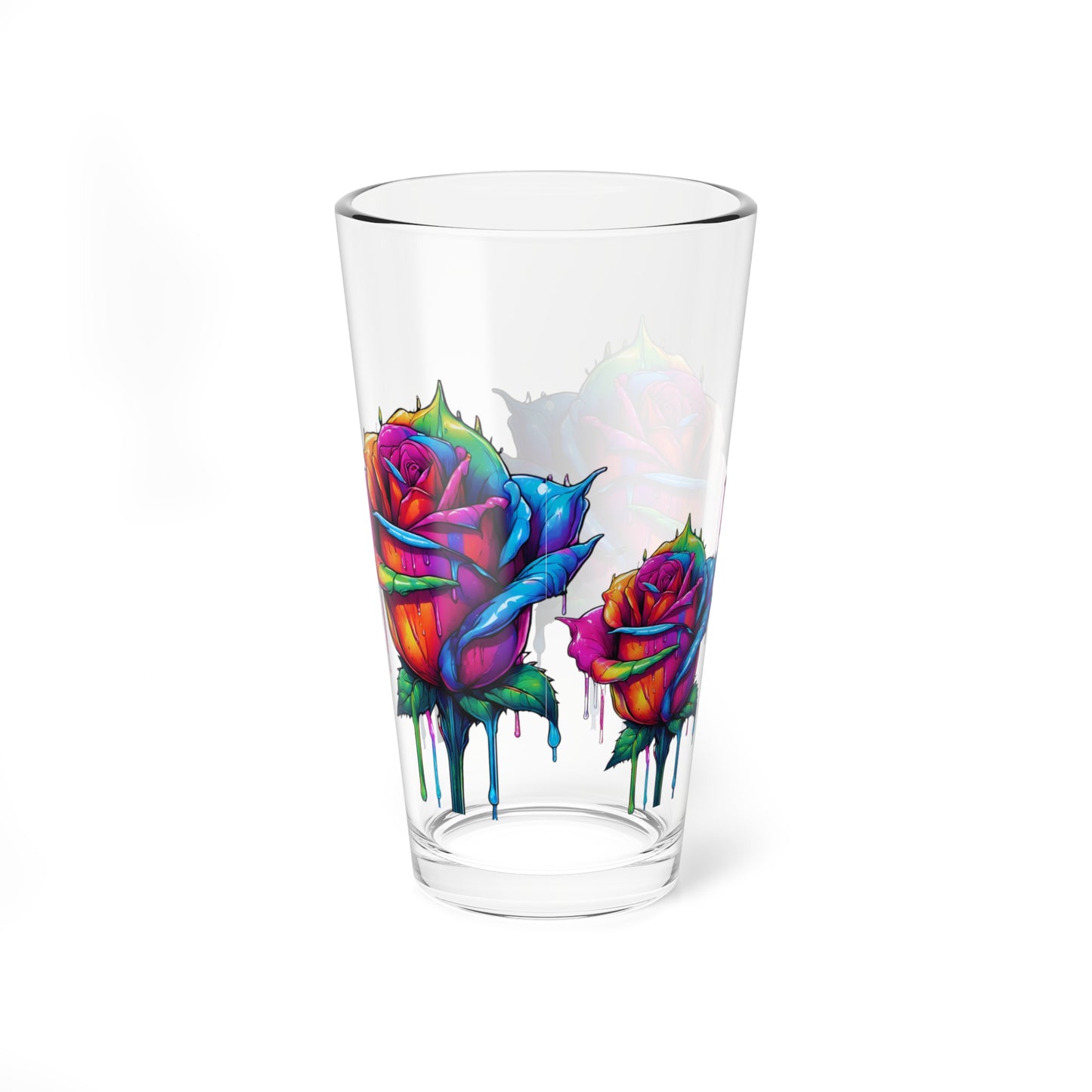 Rose Bleeding Colors Mixing Glass, 16oz, Pint Glass