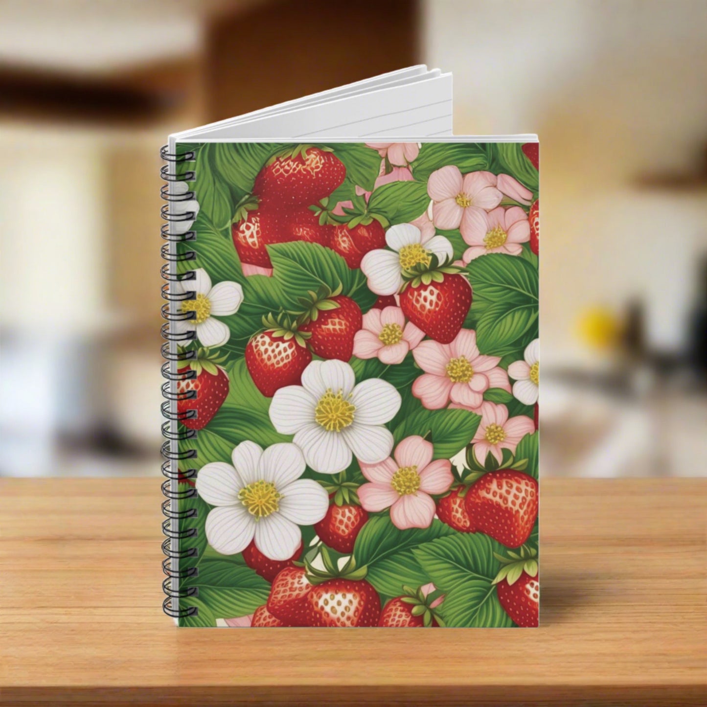 Strawberry Dreams Design Spiral Notebook - Ruled Lines