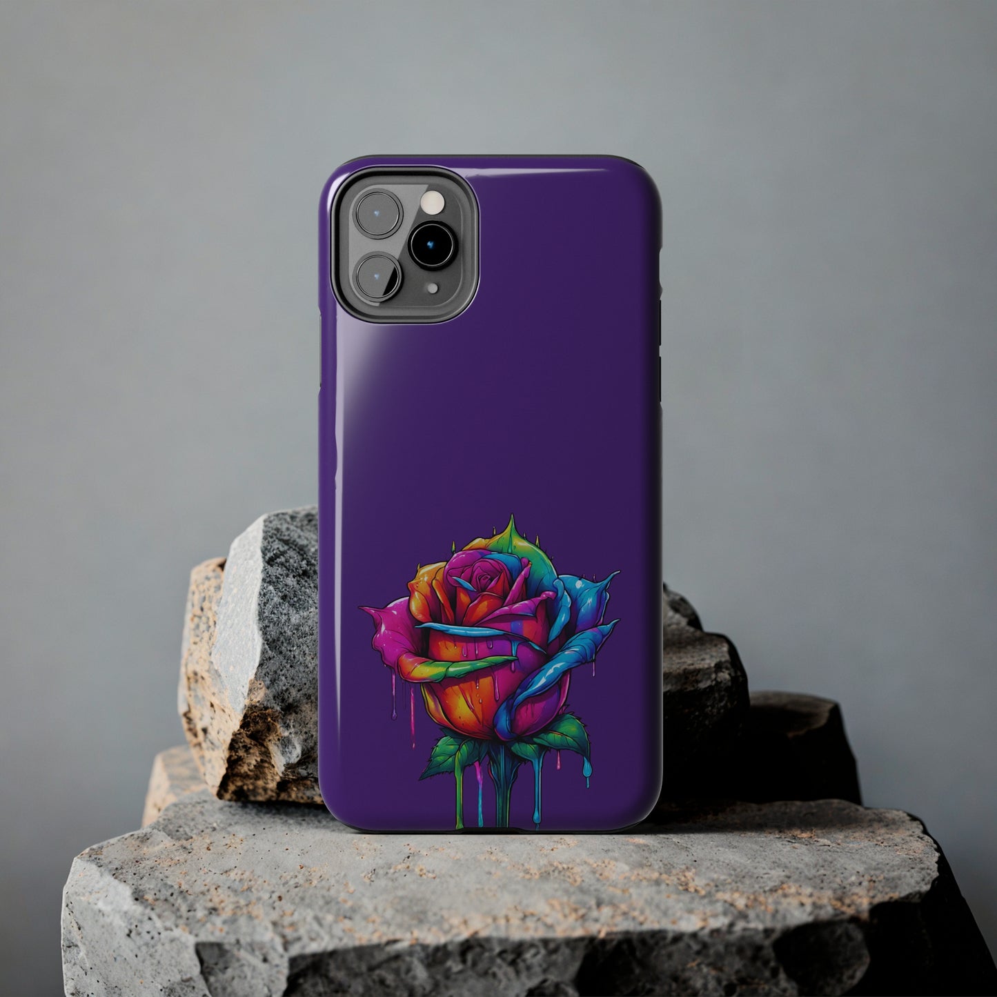 Rose Bleeding Colors on Purple Tough Phone Cases