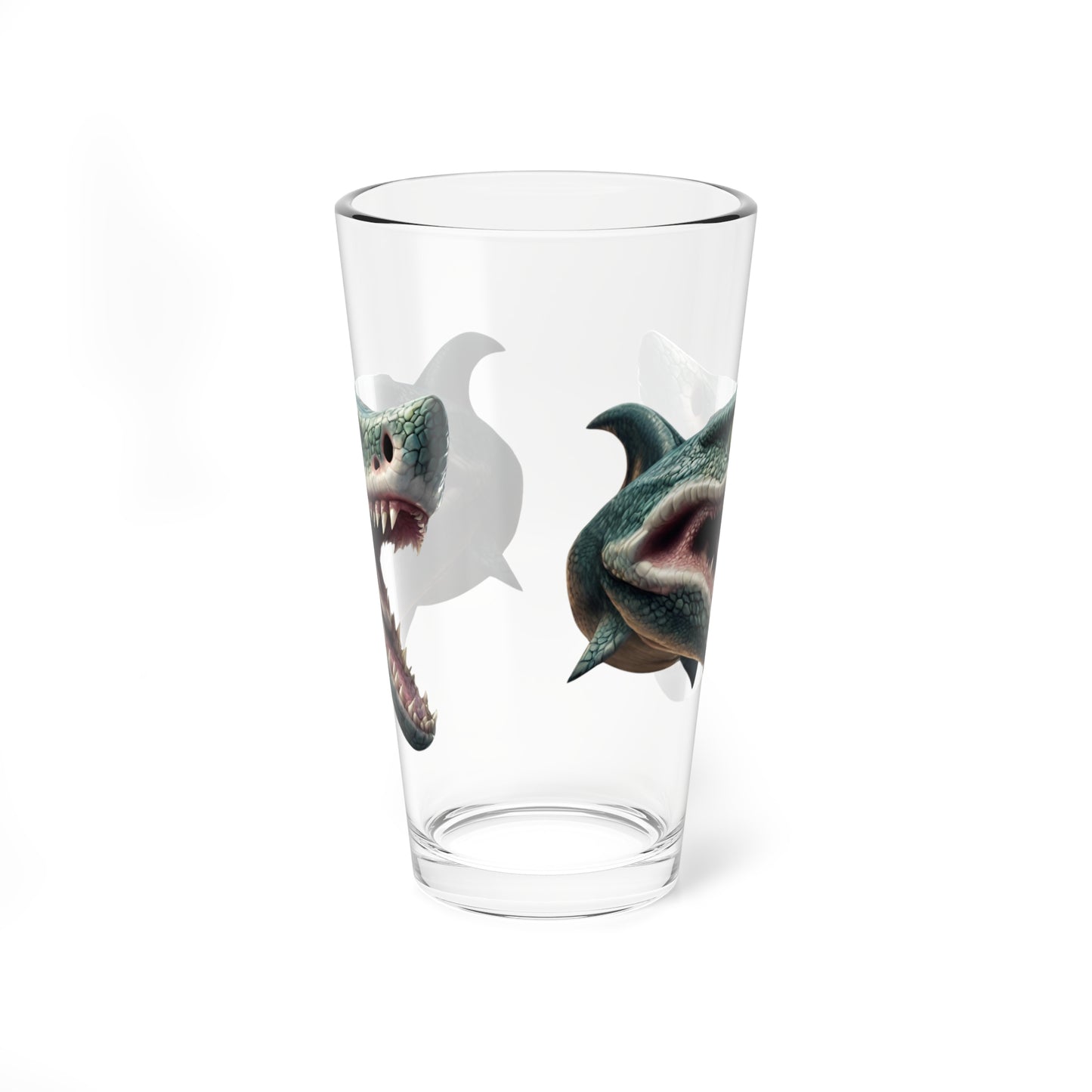 Green Gator Snake Shark Mixing Pint Glass, 16oz