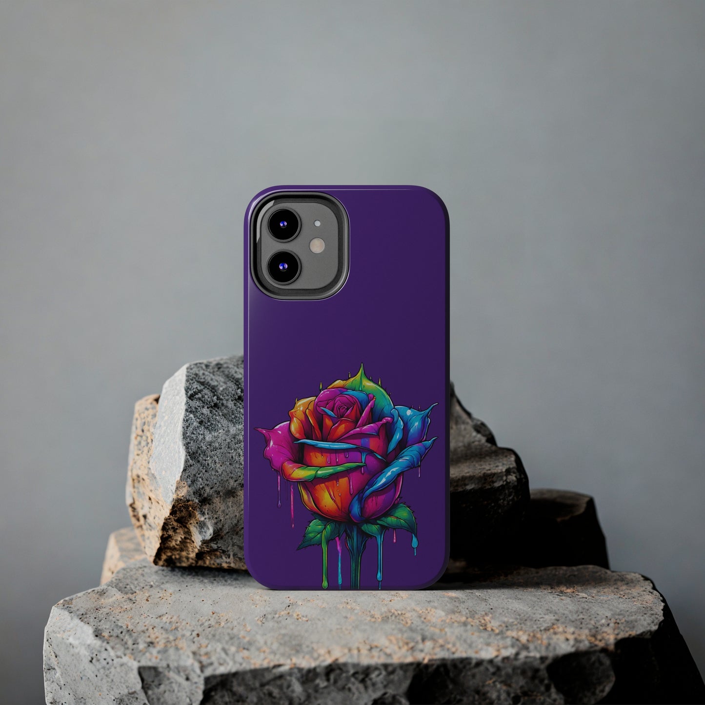 Rose Bleeding Colors on Purple Tough Phone Cases