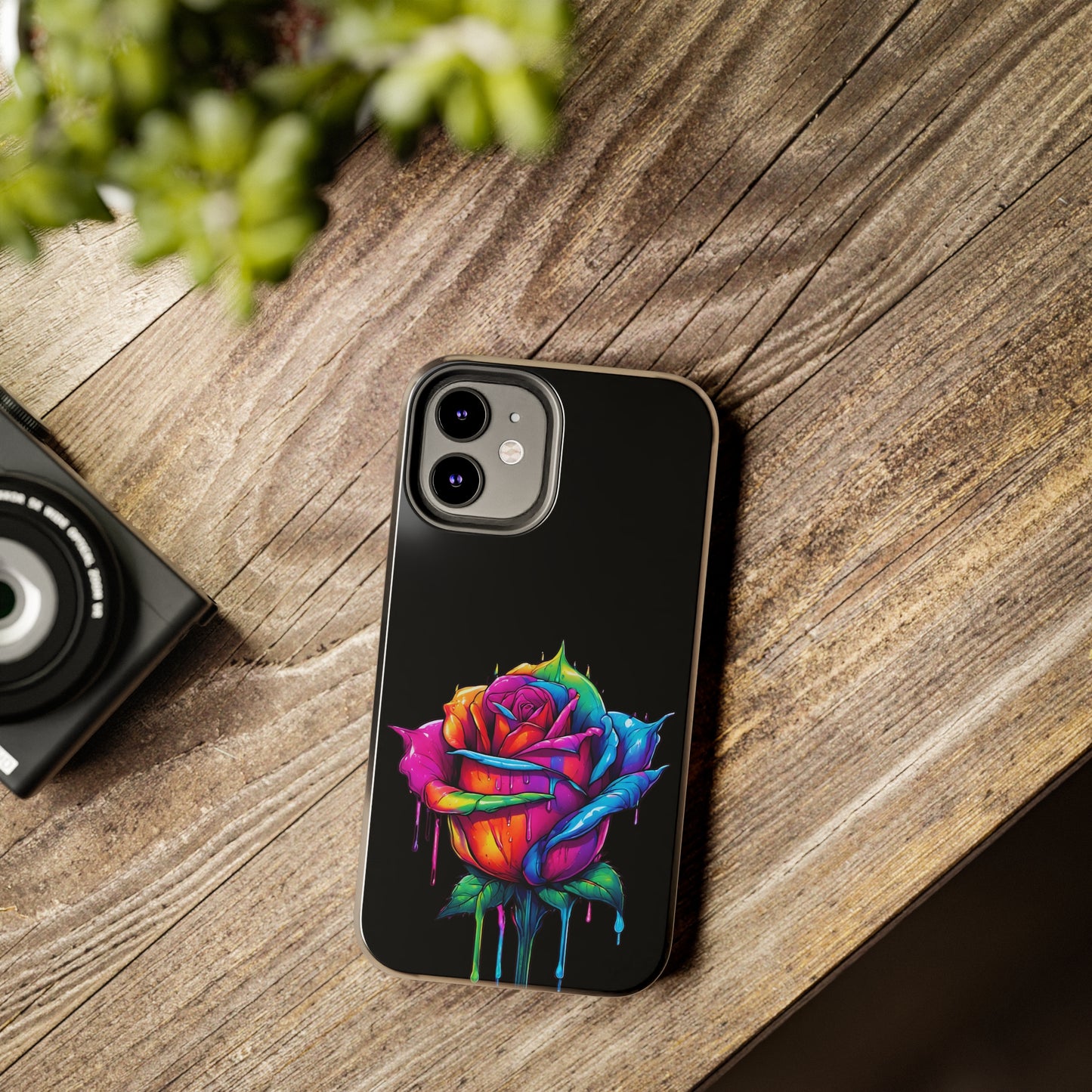Rose Bleeding Colors on Black Tough Phone Cases