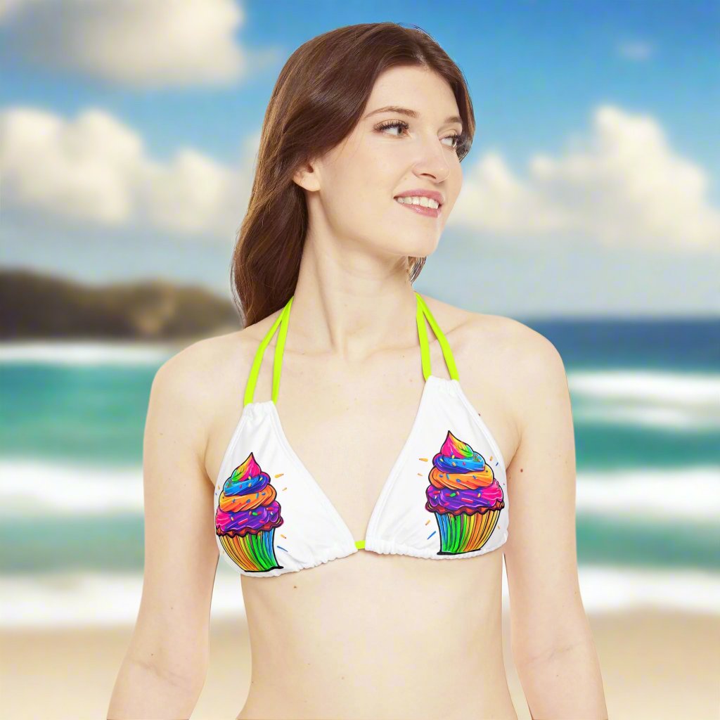 Neon Cupcake Strappy Bikini Set