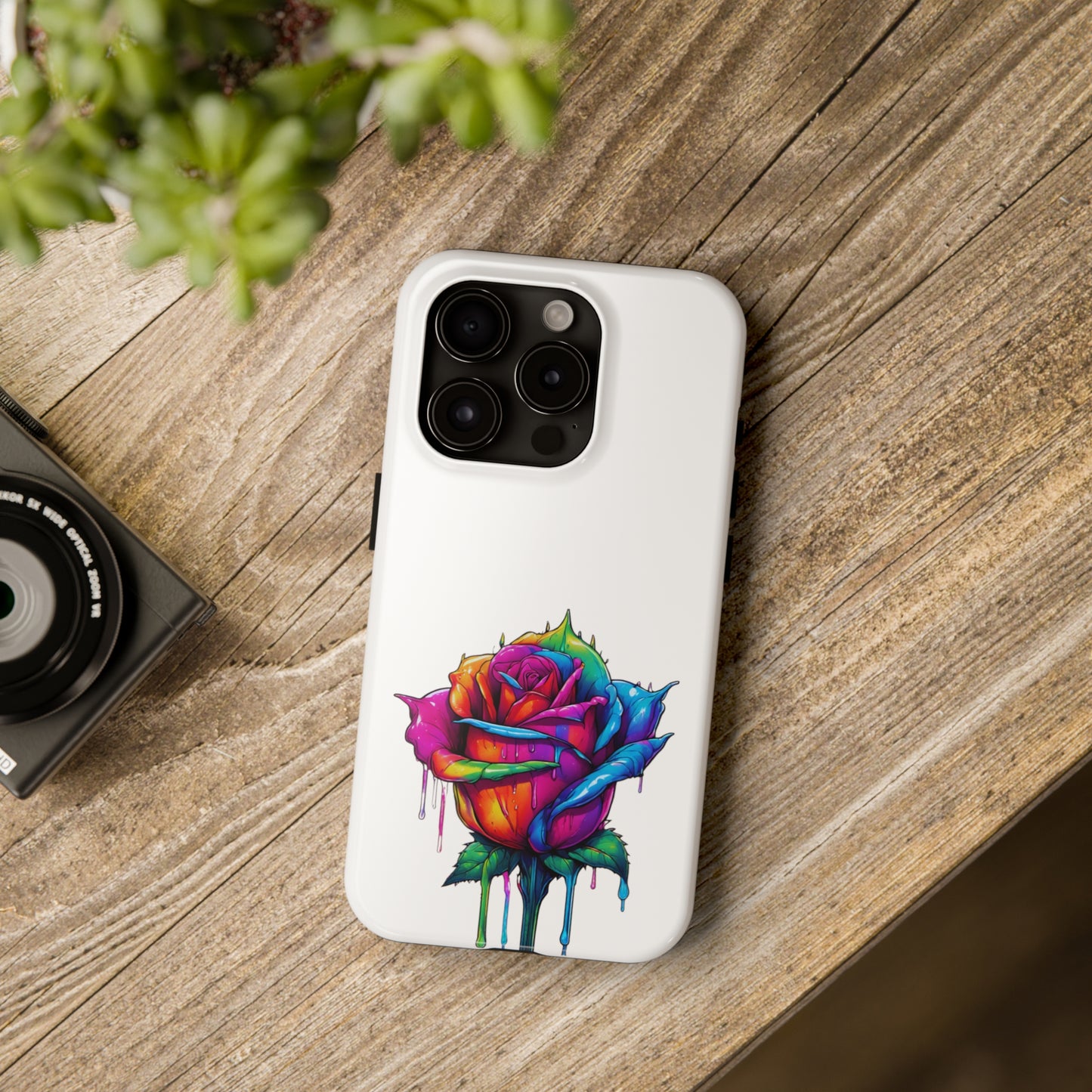 Rose Bleeding Colors On White Tough Phone Cases
