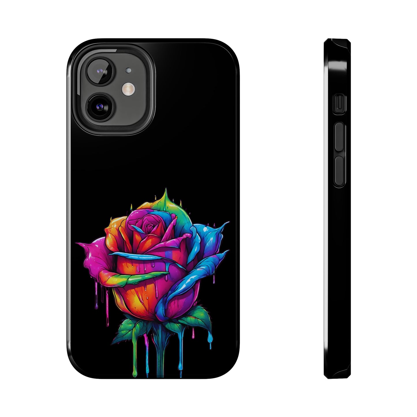 Rose Bleeding Colors on Black Tough Phone Cases