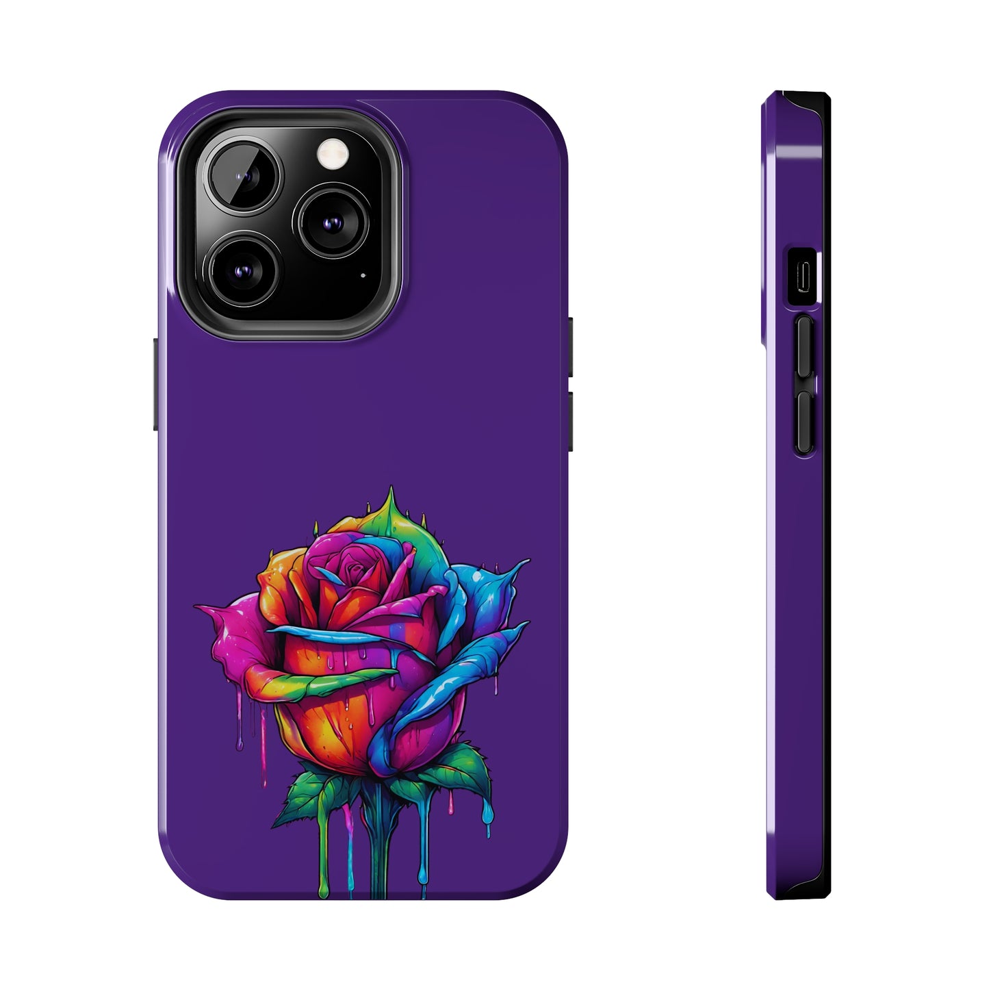 Rose Bleeding Colors on Purple Tough Phone Cases