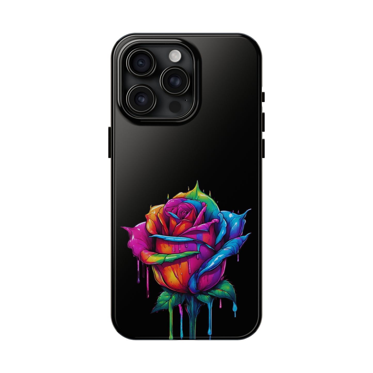 Rose Bleeding Colors on Black Tough Phone Cases