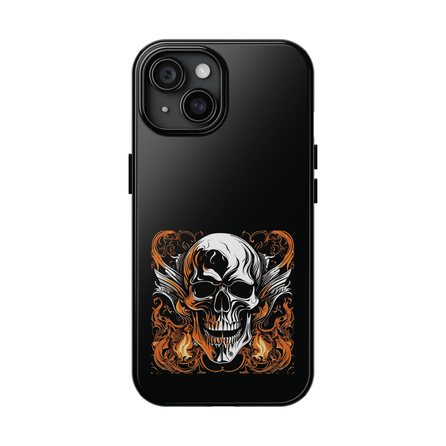 Flaming Skull Design Tough Phone Cases