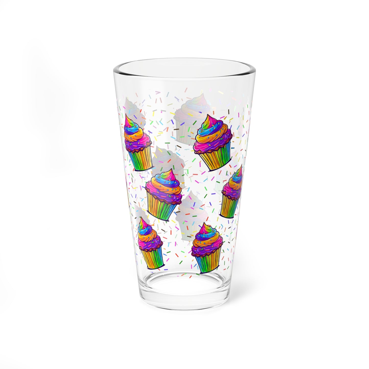 Cupcakes Mixing Glass, 16oz Pint Glass- 90's Nostalgia Neon