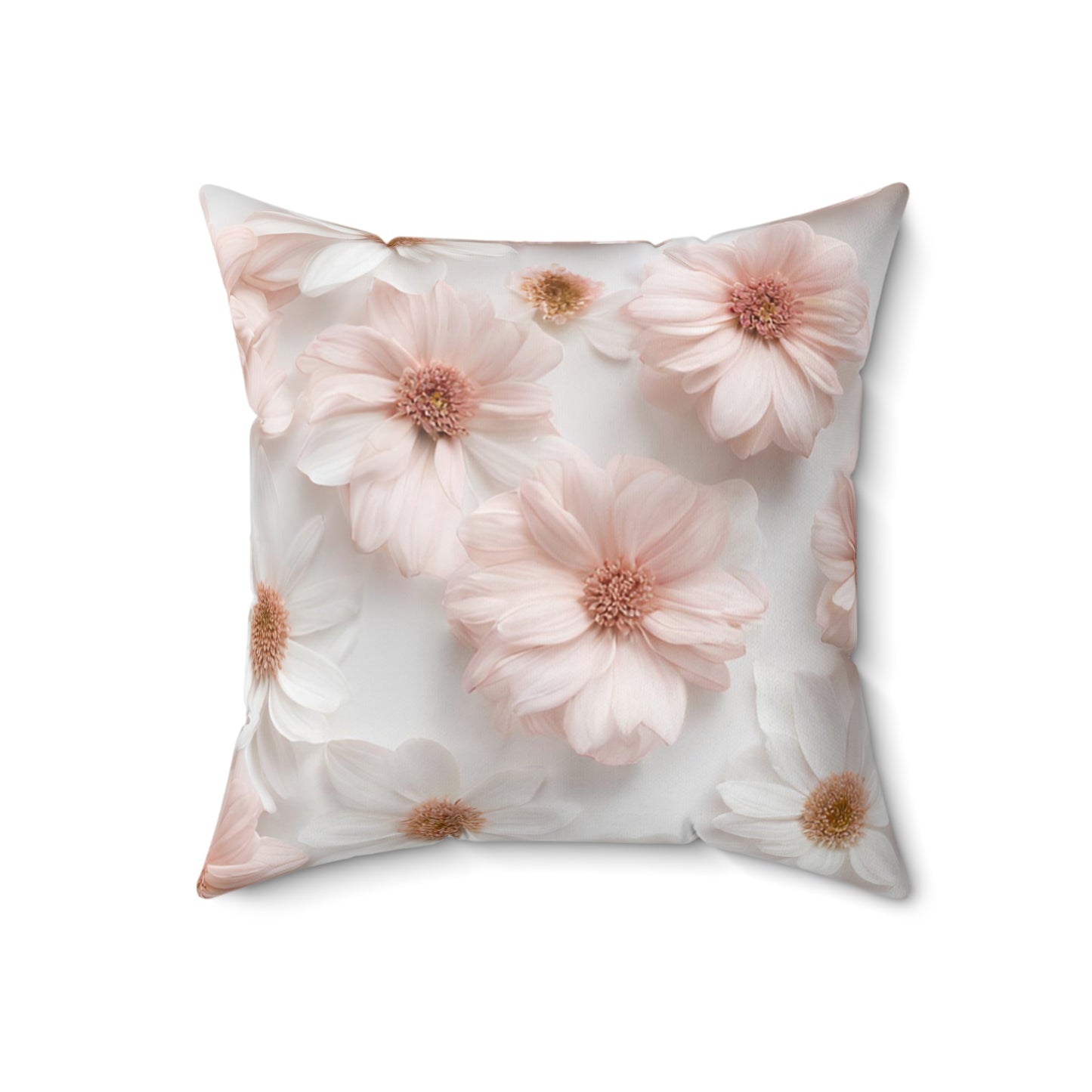 Blush Pink Floral Design Both Sides on Spun Polyester Square Pillow