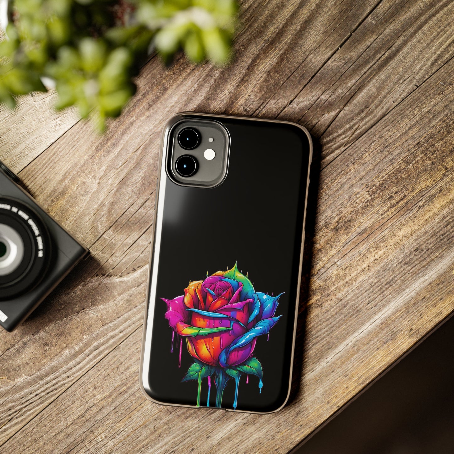 Rose Bleeding Colors on Black Tough Phone Cases
