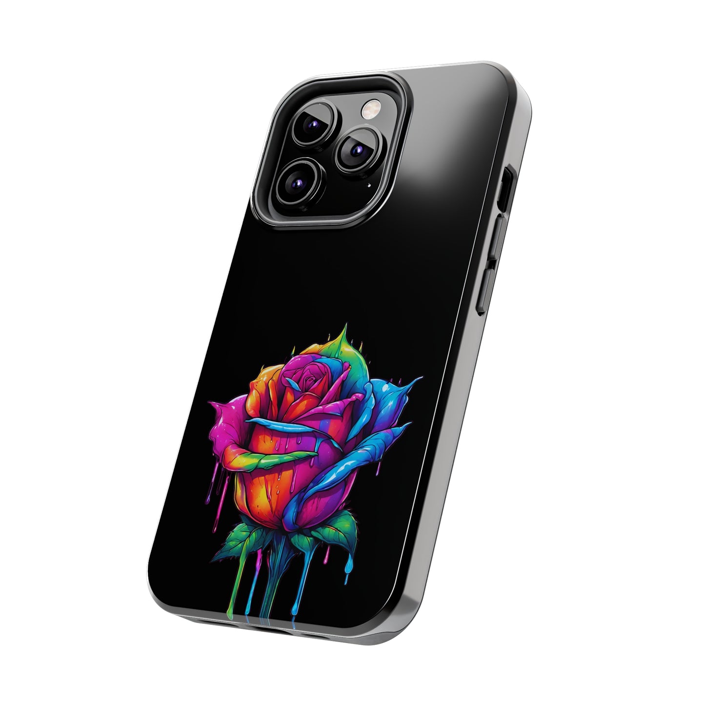 Rose Bleeding Colors on Black Tough Phone Cases