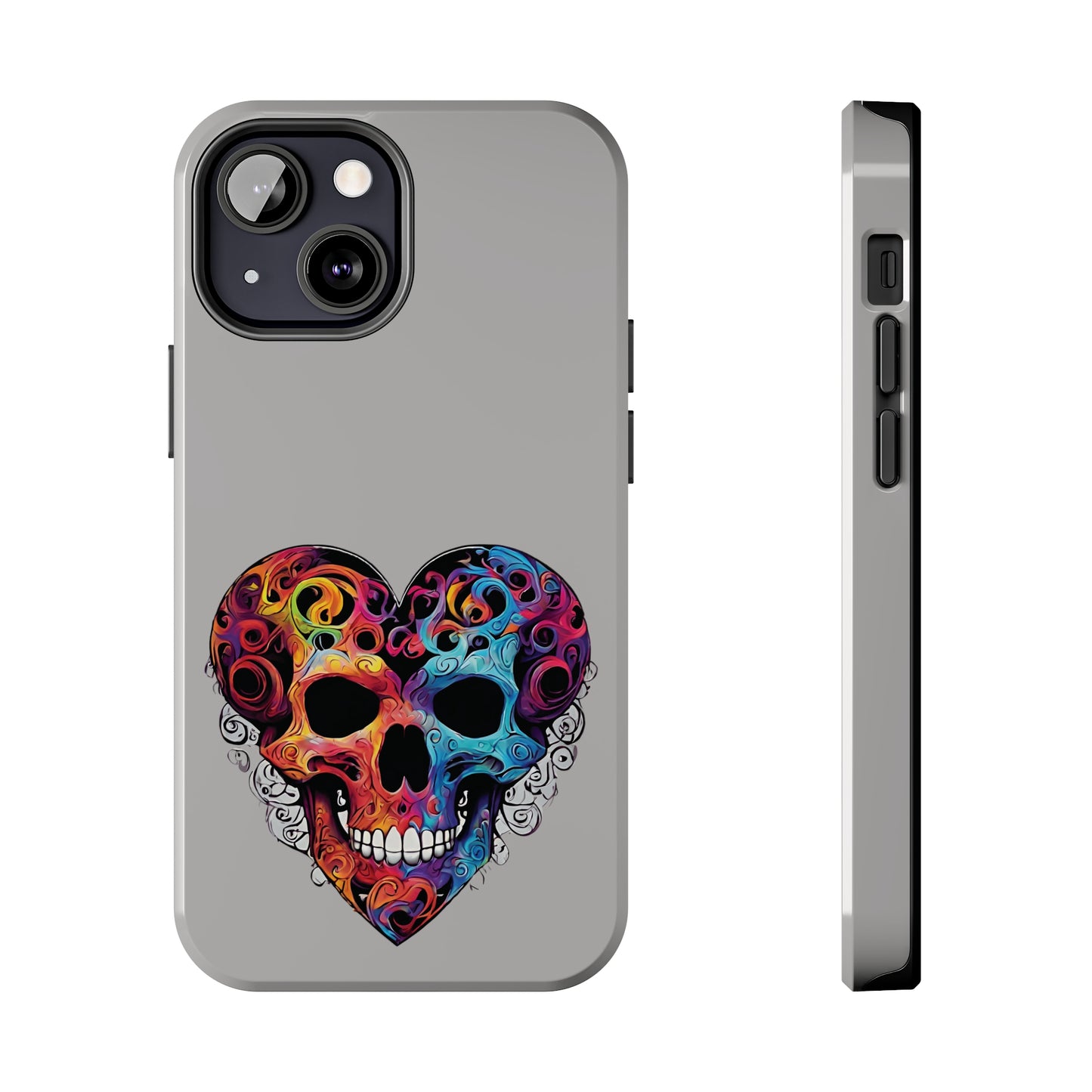 Colorful Heart Skull Tough Phone Cases