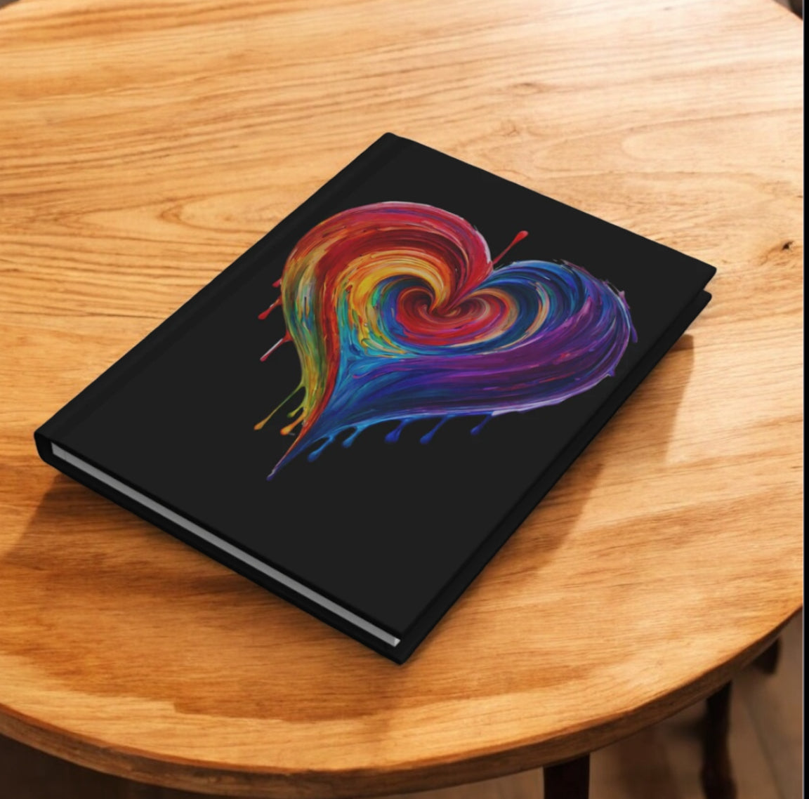 Heart Bleeding Colors on Black Hardcover Journal Matte