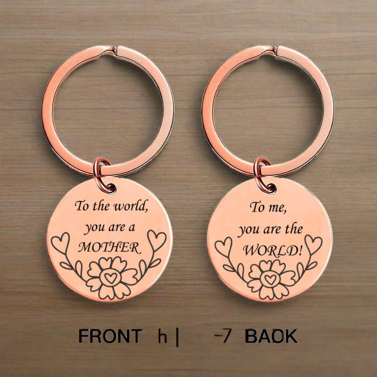 Mother, My World Key Chain in Silver & Misty Rose