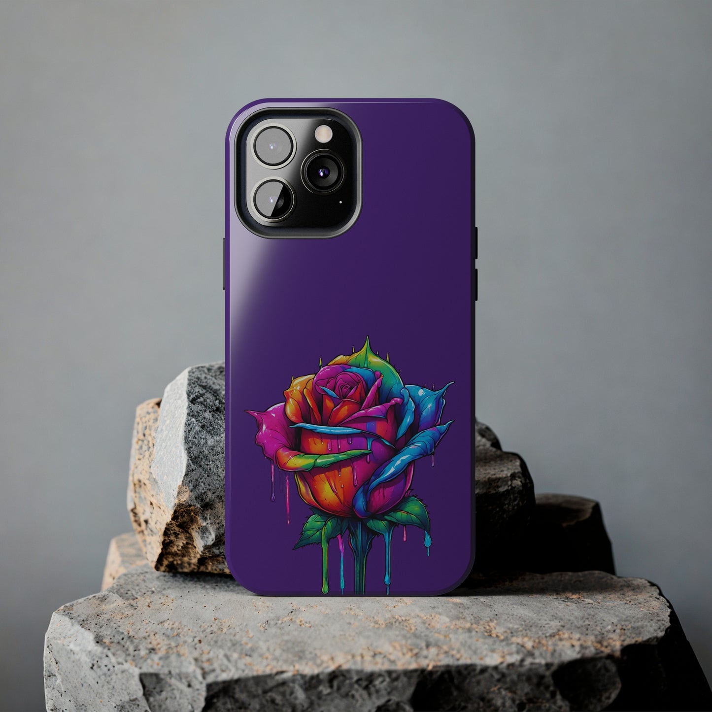 Rose Bleeding Colors on Purple Tough Phone Cases