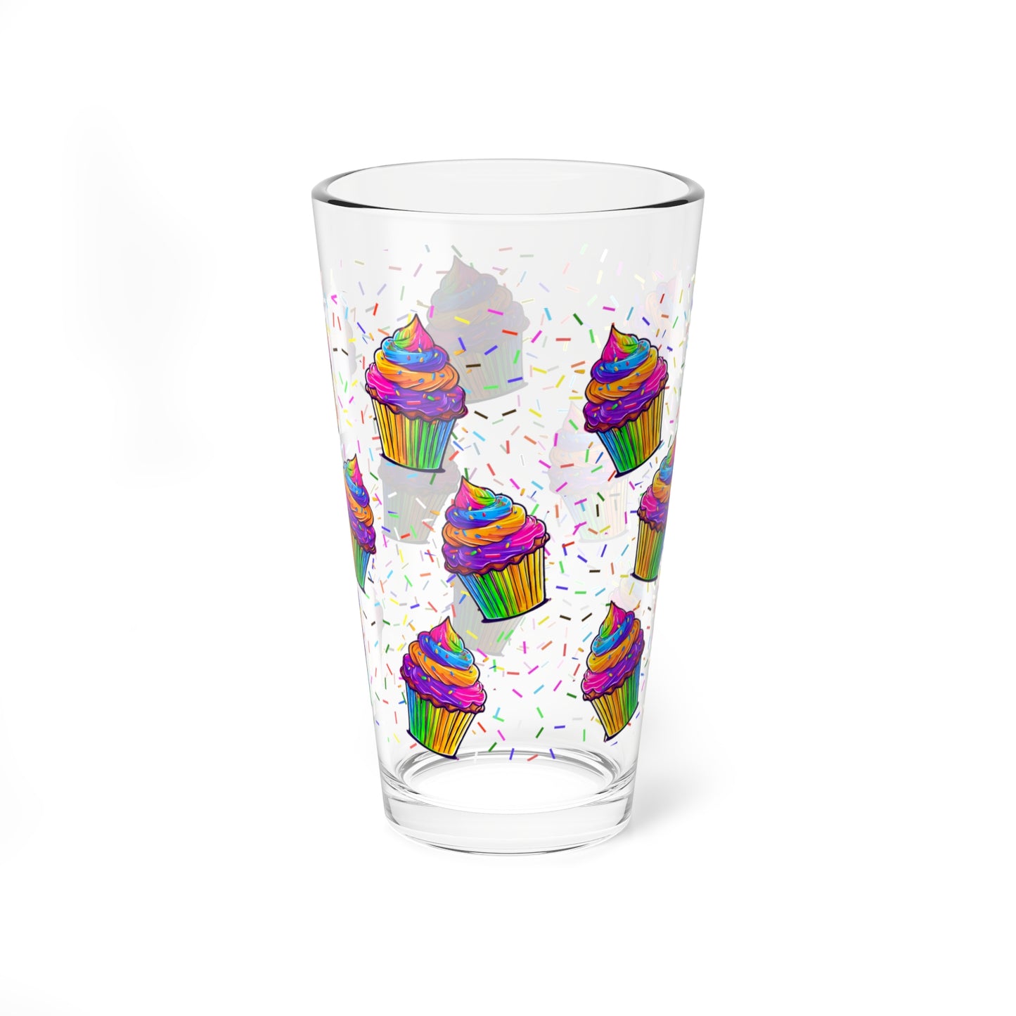 Cupcakes Mixing Glass, 16oz Pint Glass- 90's Nostalgia Neon