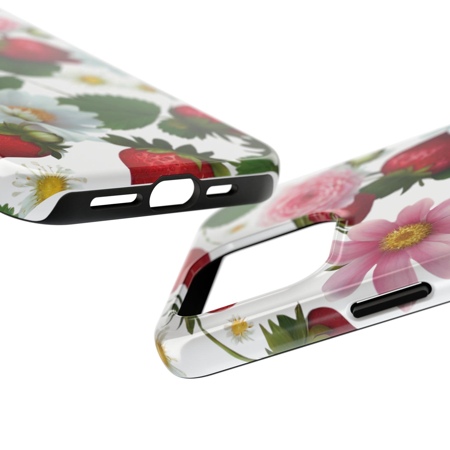 Floral Strawberries Design Tough Phone Cases
