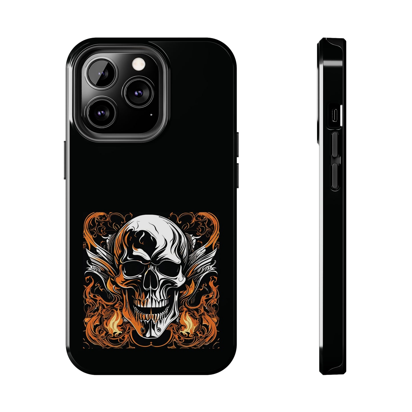Flaming Skull Design Tough Phone Cases