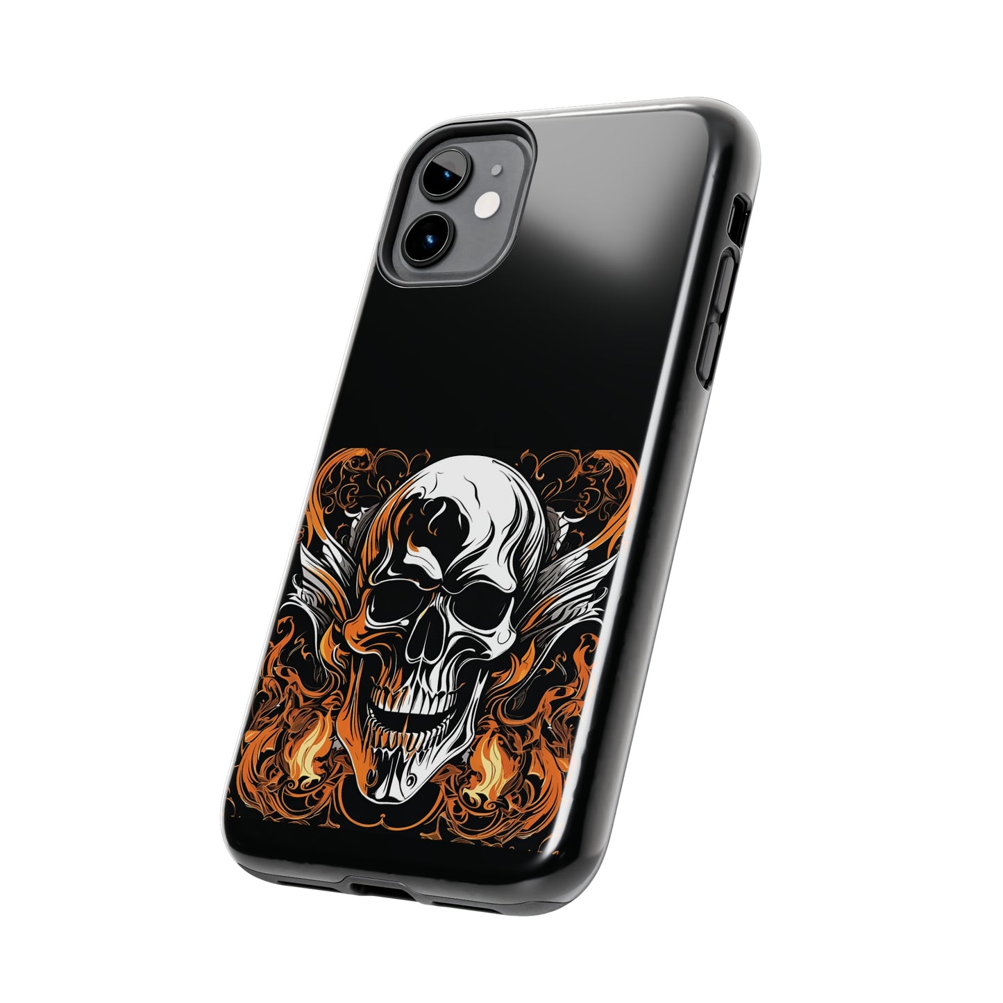 Flaming Skull Design Tough Phone Cases