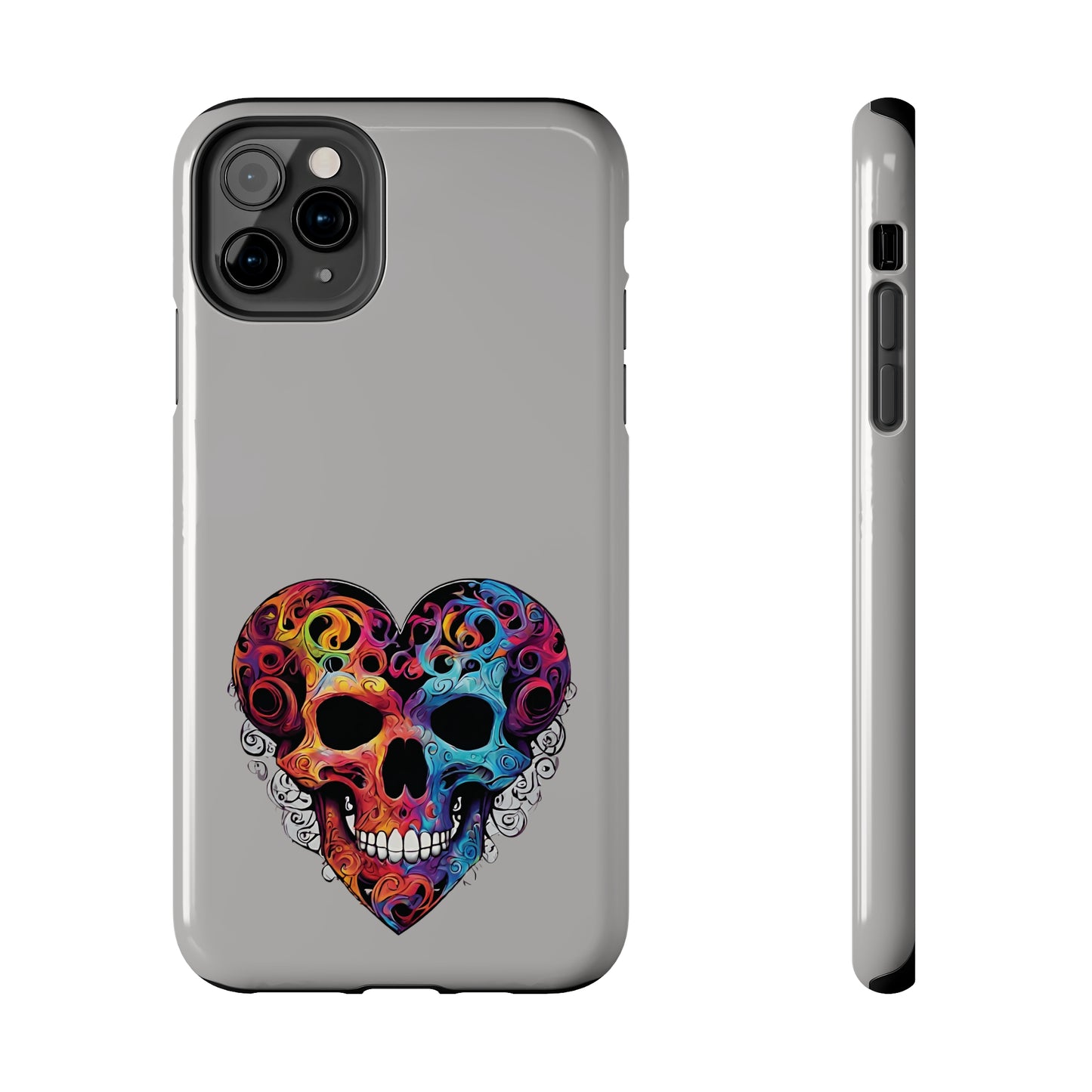 Colorful Heart Skull Tough Phone Cases
