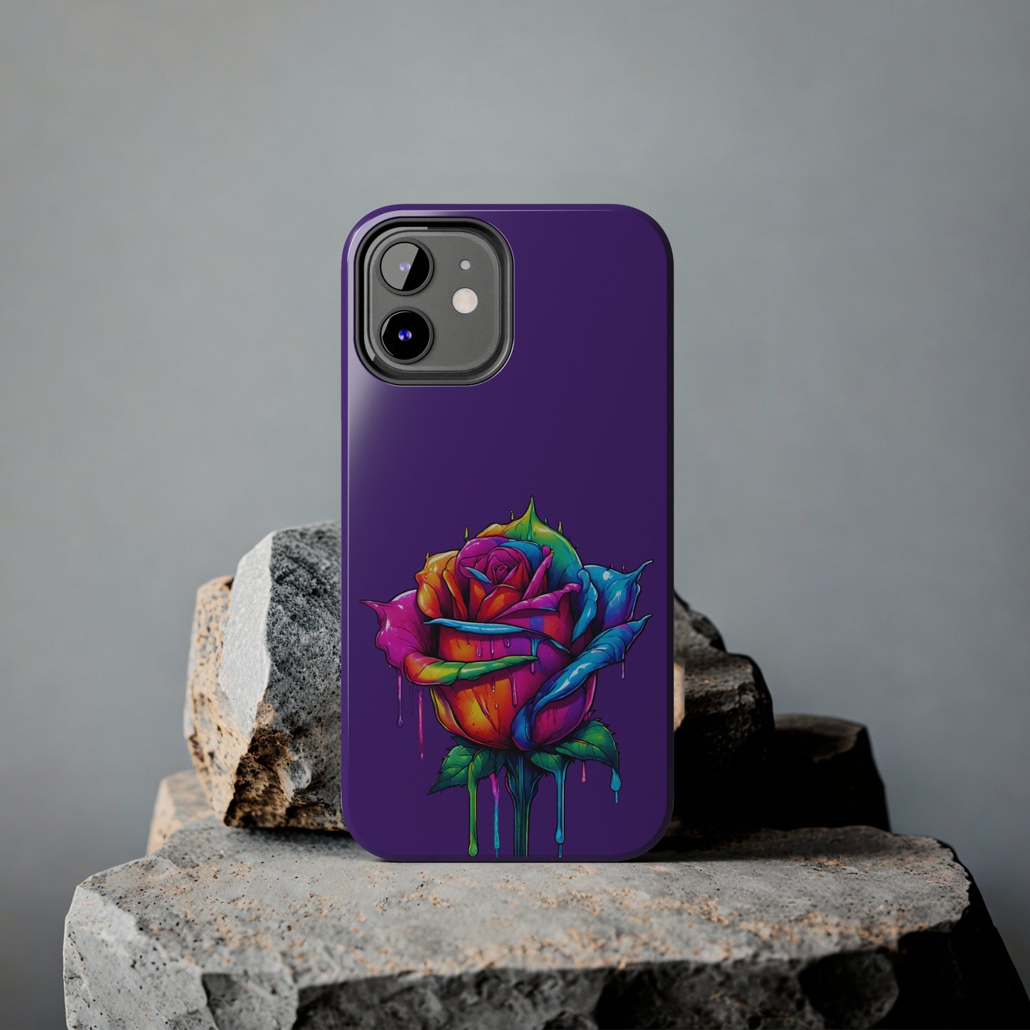 Rose Bleeding Colors on Purple Tough Phone Cases