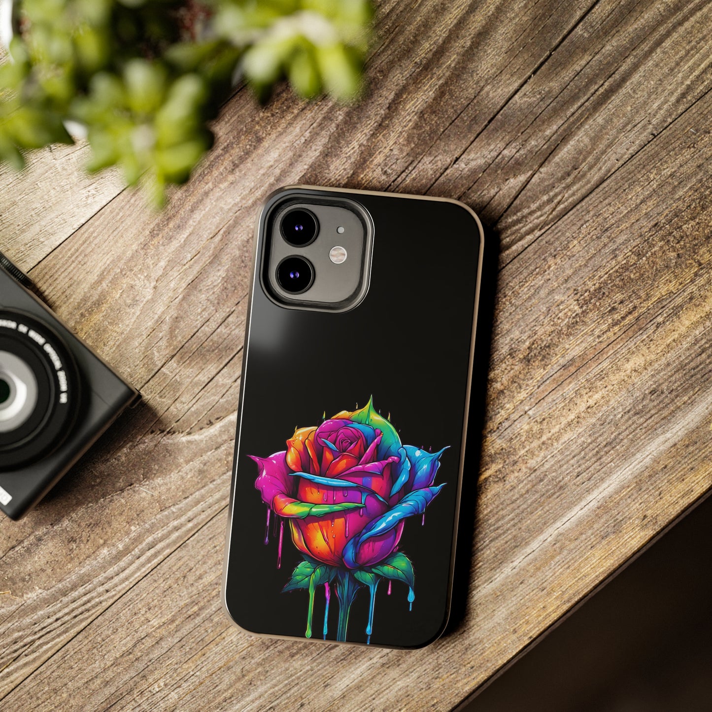 Rose Bleeding Colors on Black Tough Phone Cases
