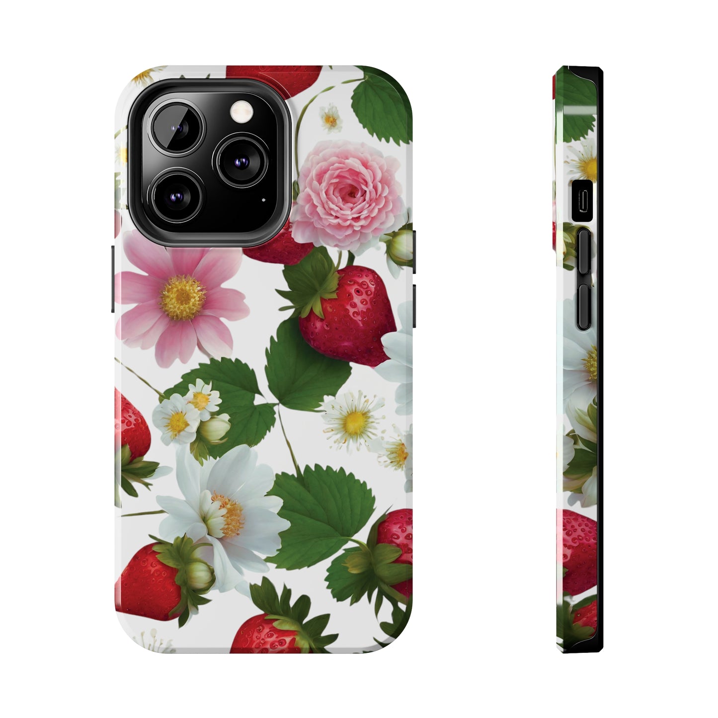Floral Strawberries Design Tough Phone Cases