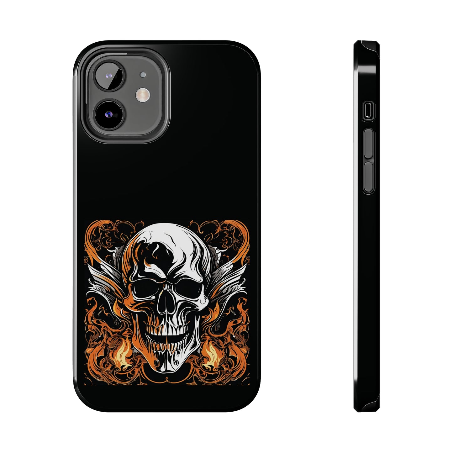 Flaming Skull Design Tough Phone Cases