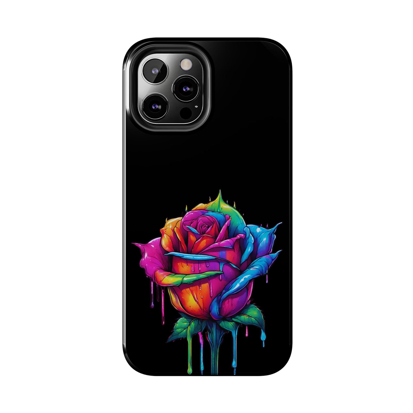Rose Bleeding Colors on Black Tough Phone Cases