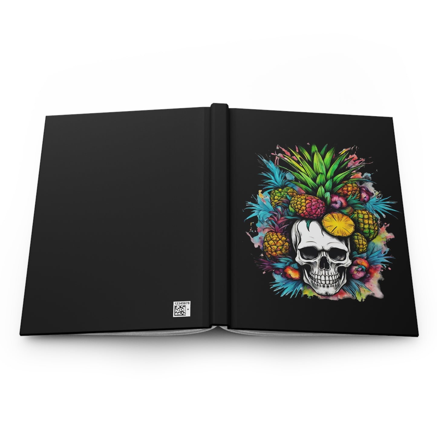 Colorful Mamba Skull on Black Hardcover Journal Matte