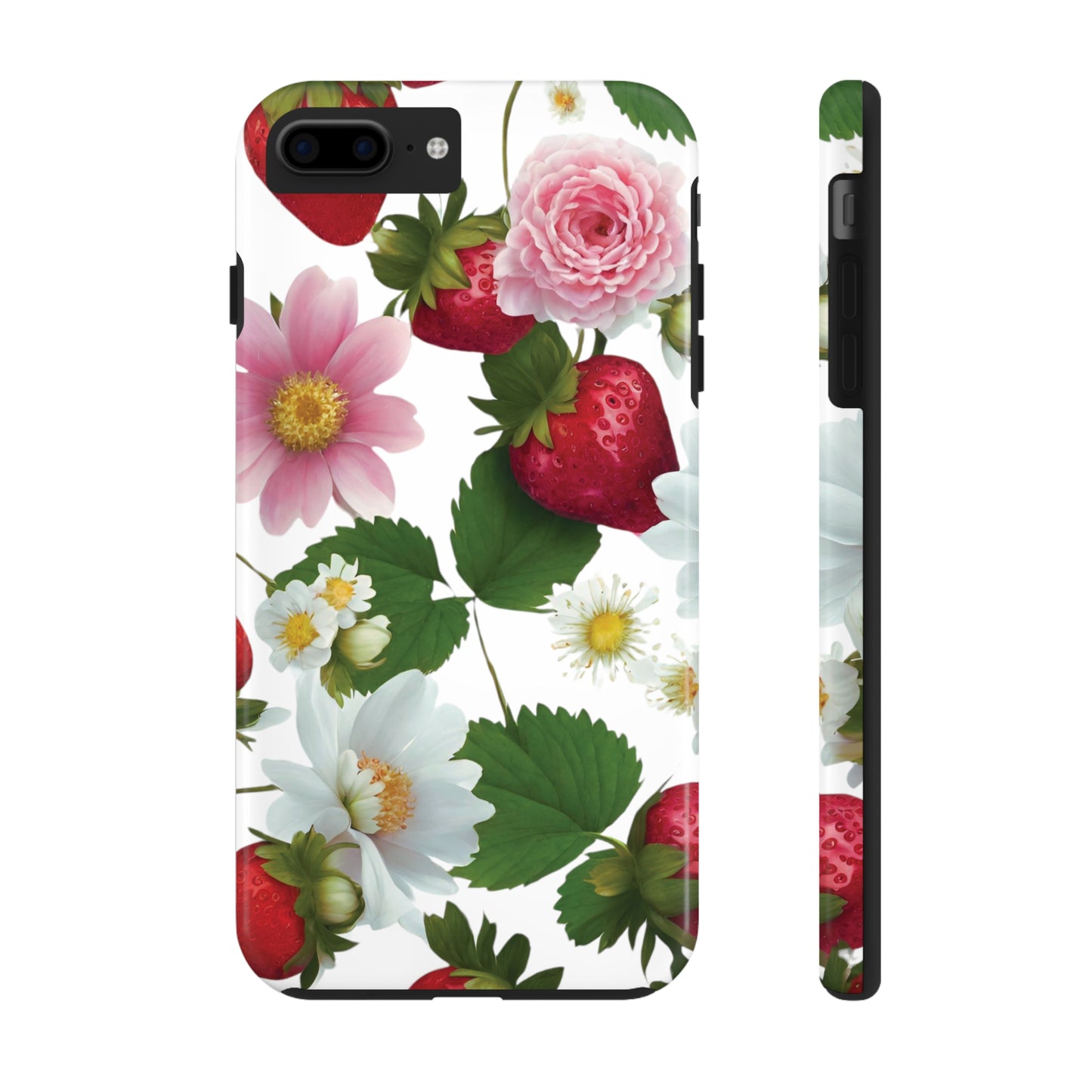 Floral Strawberries Design Tough Phone Cases