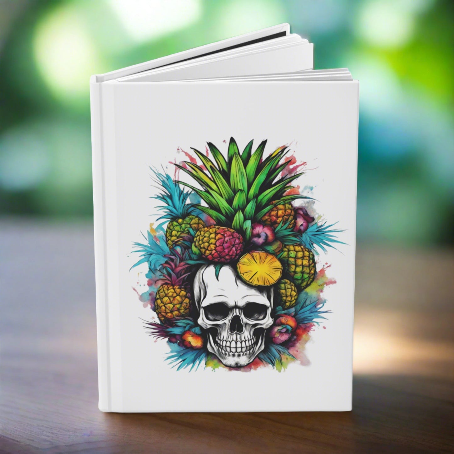Colorful Mamba Skull on White Hardcover Journal Matte
