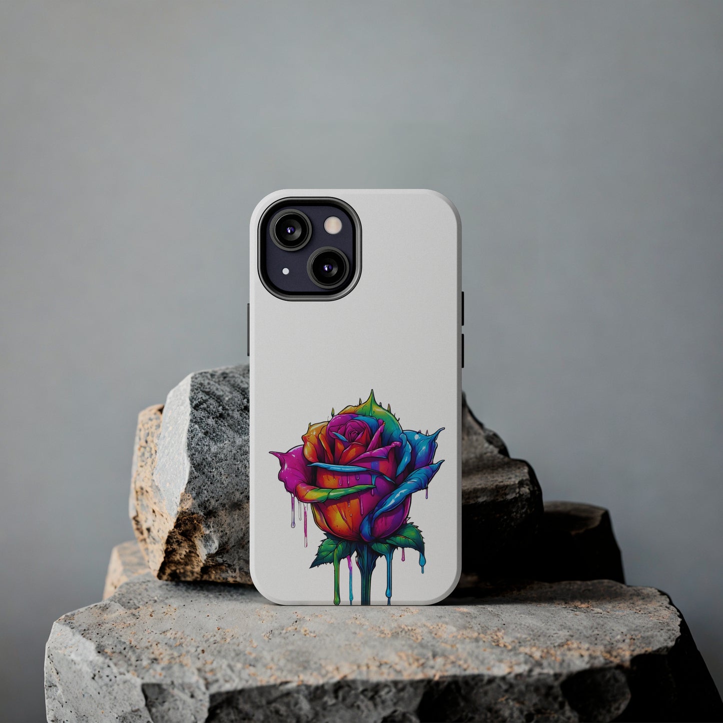 Rose Bleeding Colors On White Tough Phone Cases