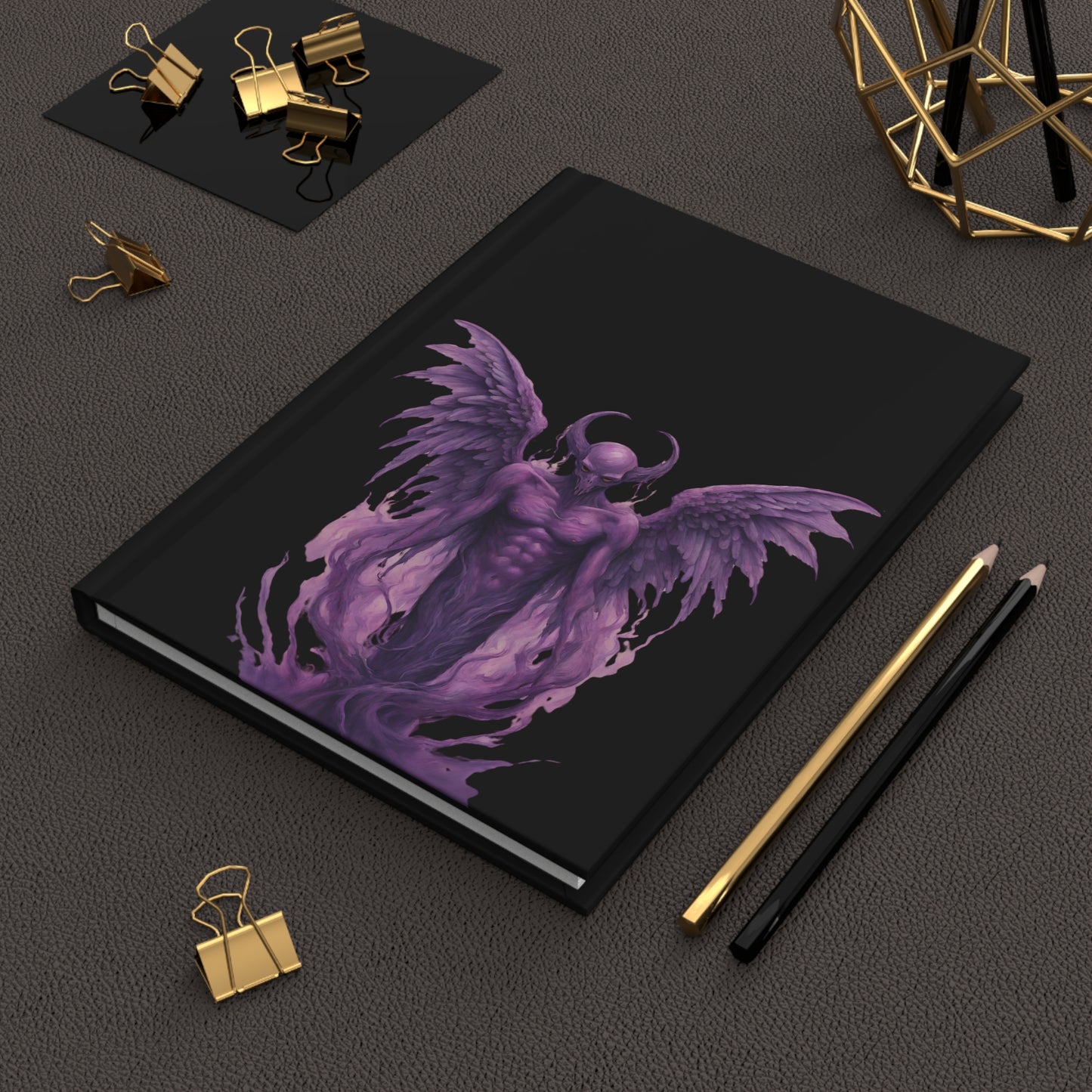 Purple Demon on Black Hardcover Journal Matte