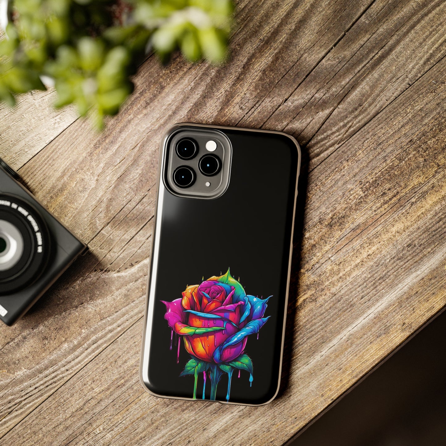 Rose Bleeding Colors on Black Tough Phone Cases