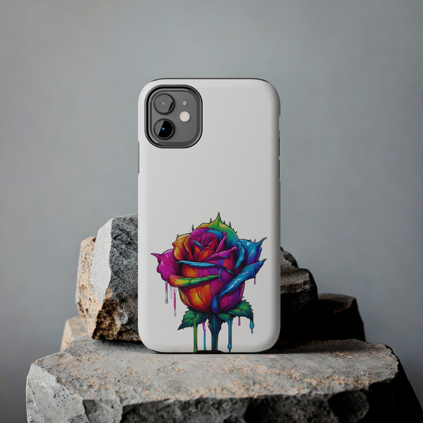 Rose Bleeding Colors On White Tough Phone Cases