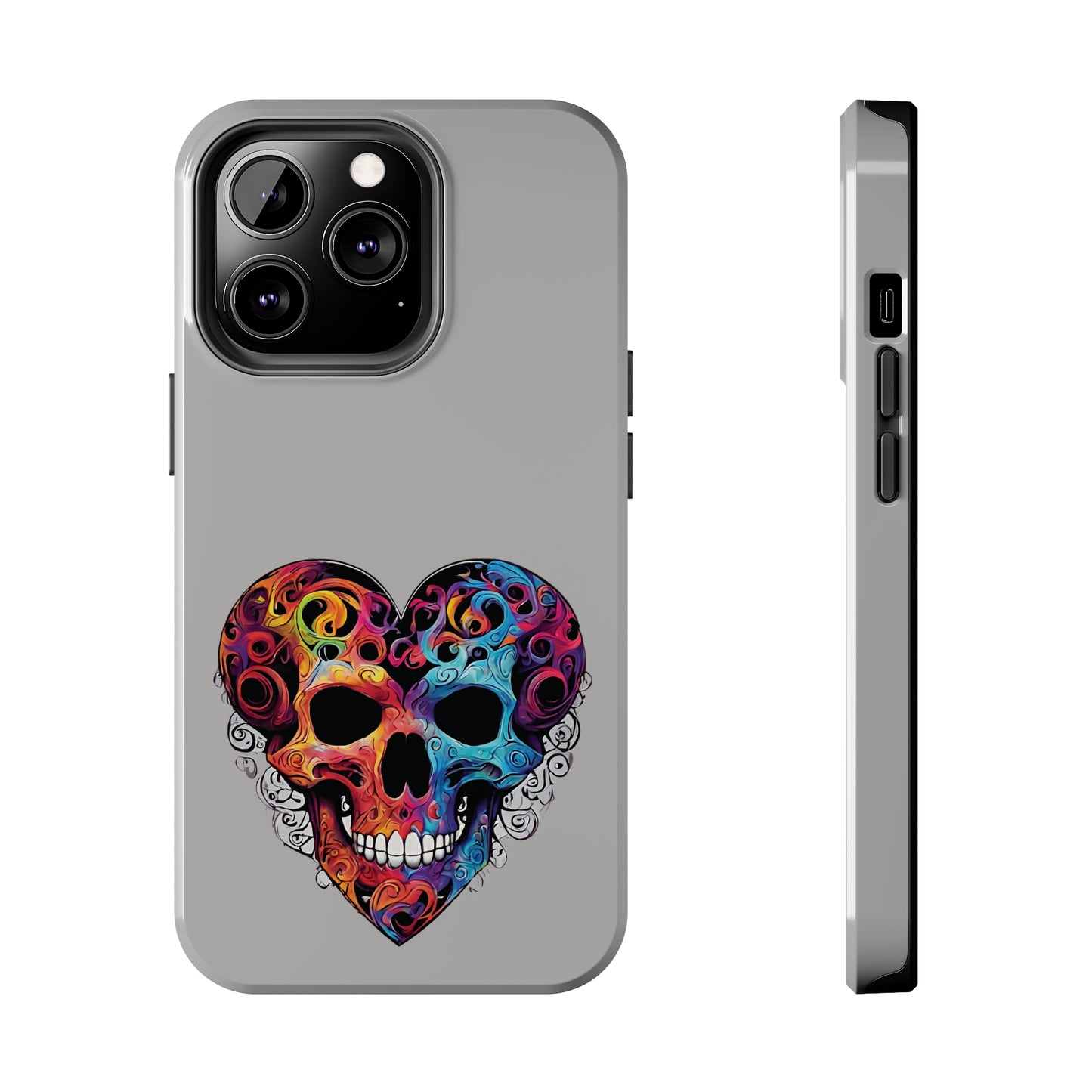 Colorful Heart Skull Tough Phone Cases