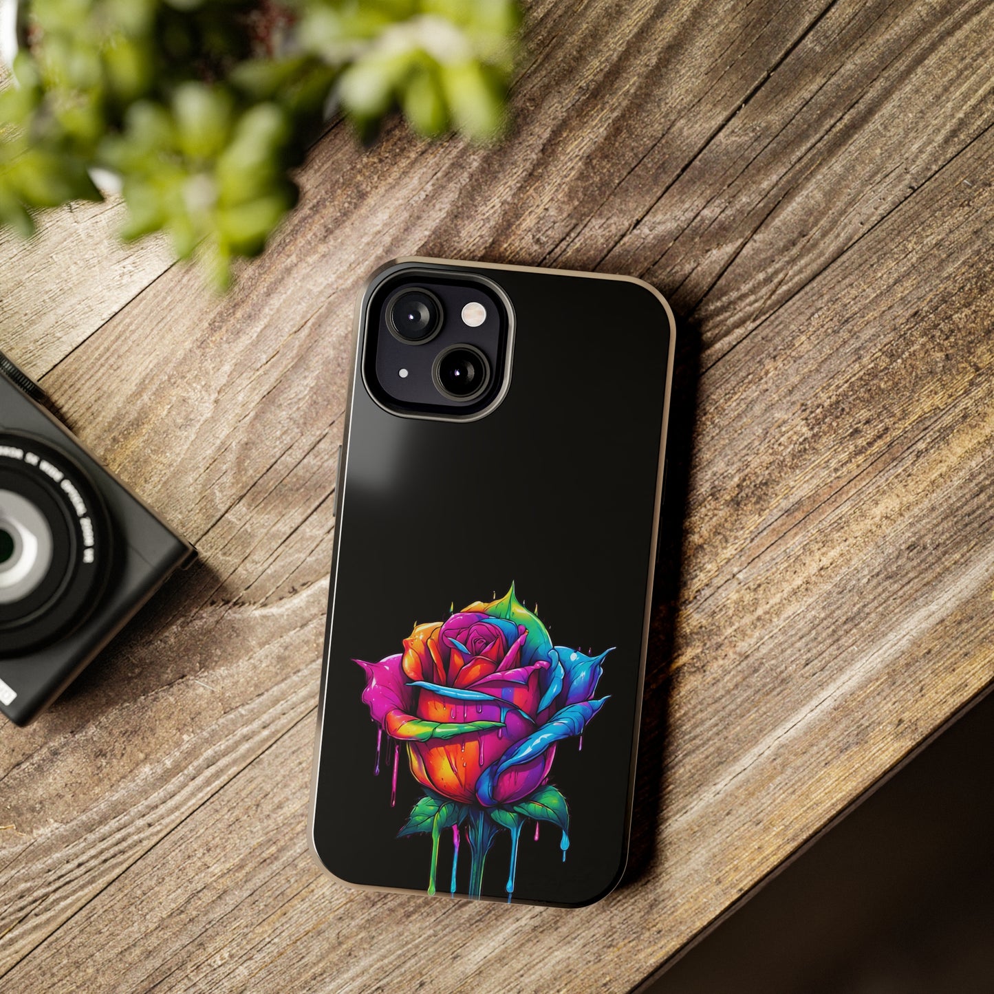 Rose Bleeding Colors on Black Tough Phone Cases