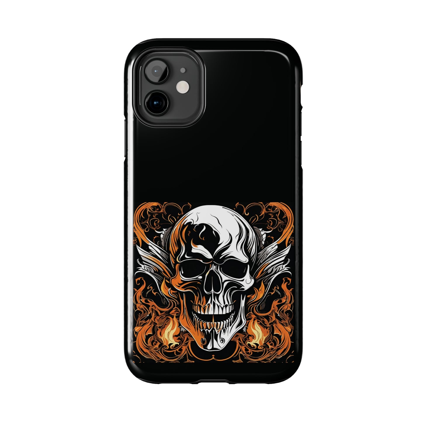 Flaming Skull Design Tough Phone Cases