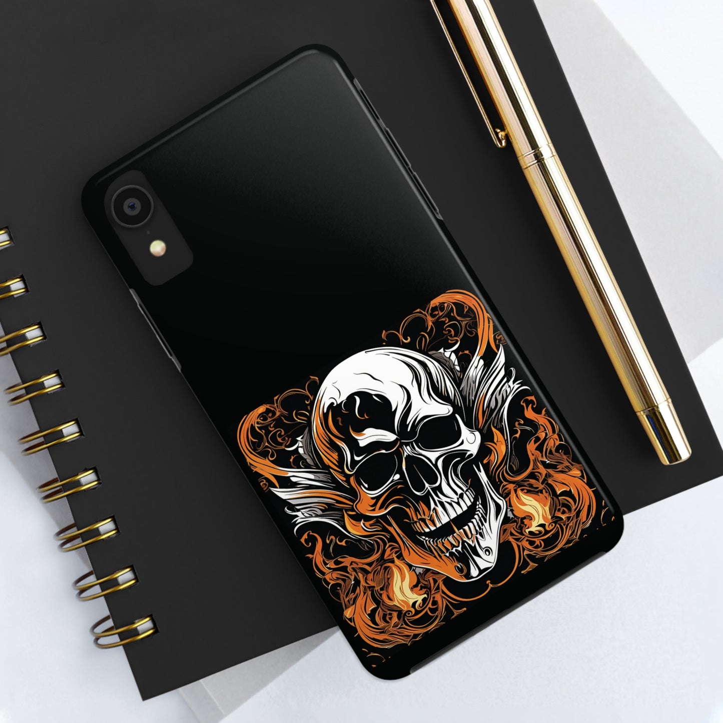 Flaming Skull Design Tough Phone Cases
