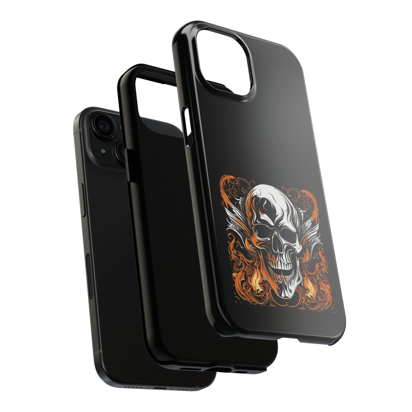 Flaming Skull Design Tough Phone Cases