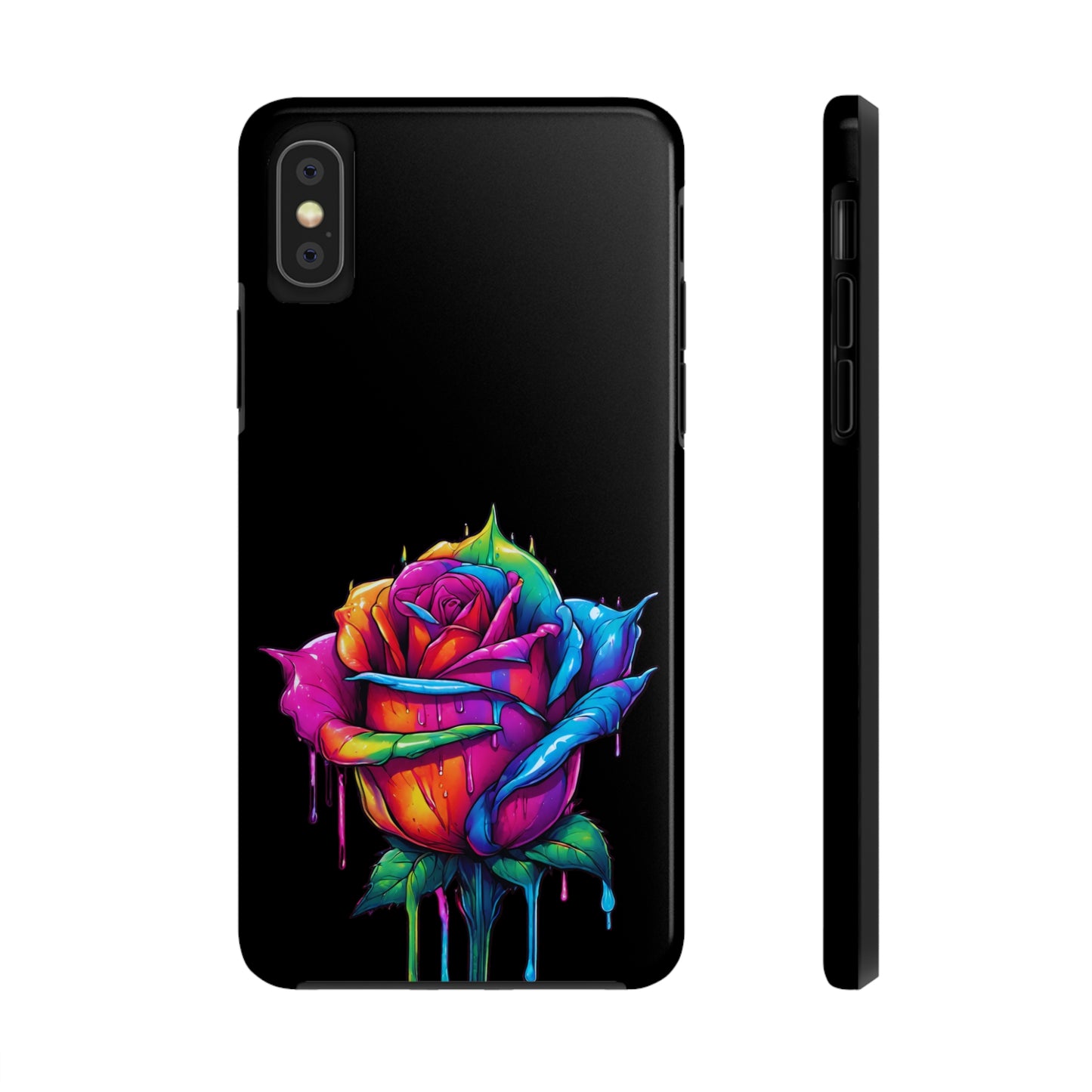 Rose Bleeding Colors on Black Tough Phone Cases