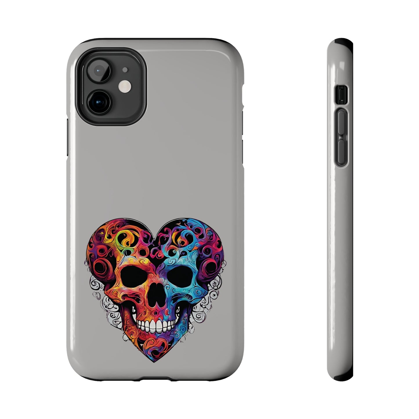 Colorful Heart Skull Tough Phone Cases