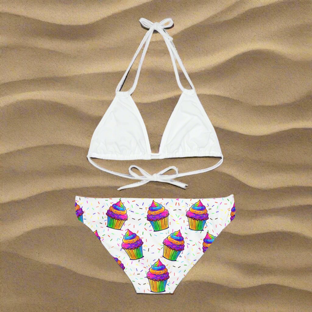 Neon Cupcake Strappy Bikini Set